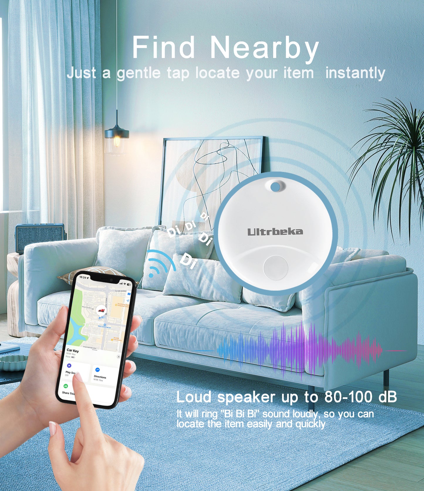 Ultrbeka Air Tags 1 Pack Work for Apple Find My - Black