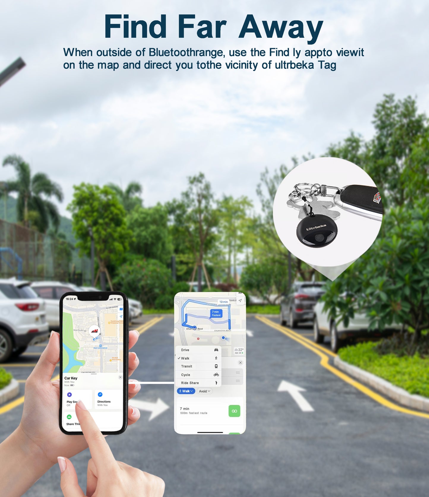 Ultrbeka Air Tags 1 Pack Work for Apple Find My - Black