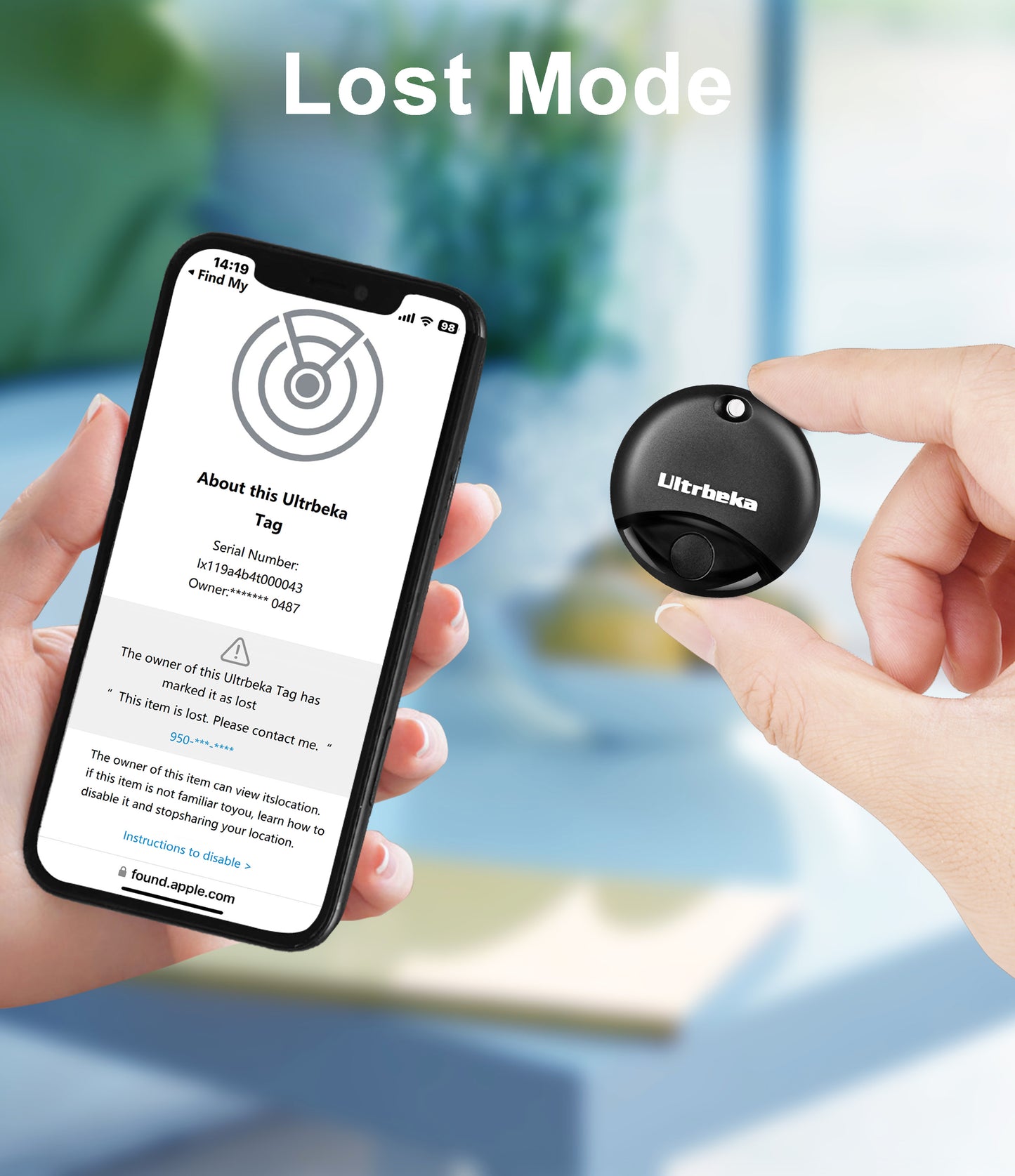 Ultrbeka Air Tags 1 Pack Work for Apple Find My - Black
