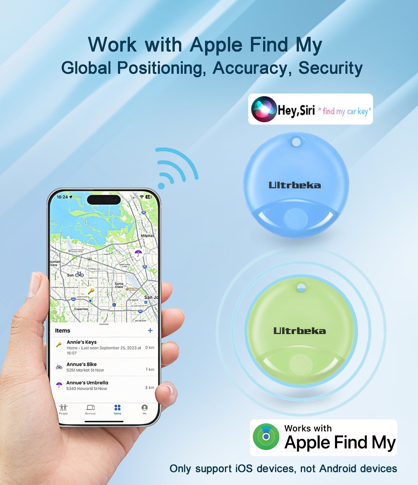 Ultrbeka AirTags 6 Pack Work for Apple Find My (iOS Only)