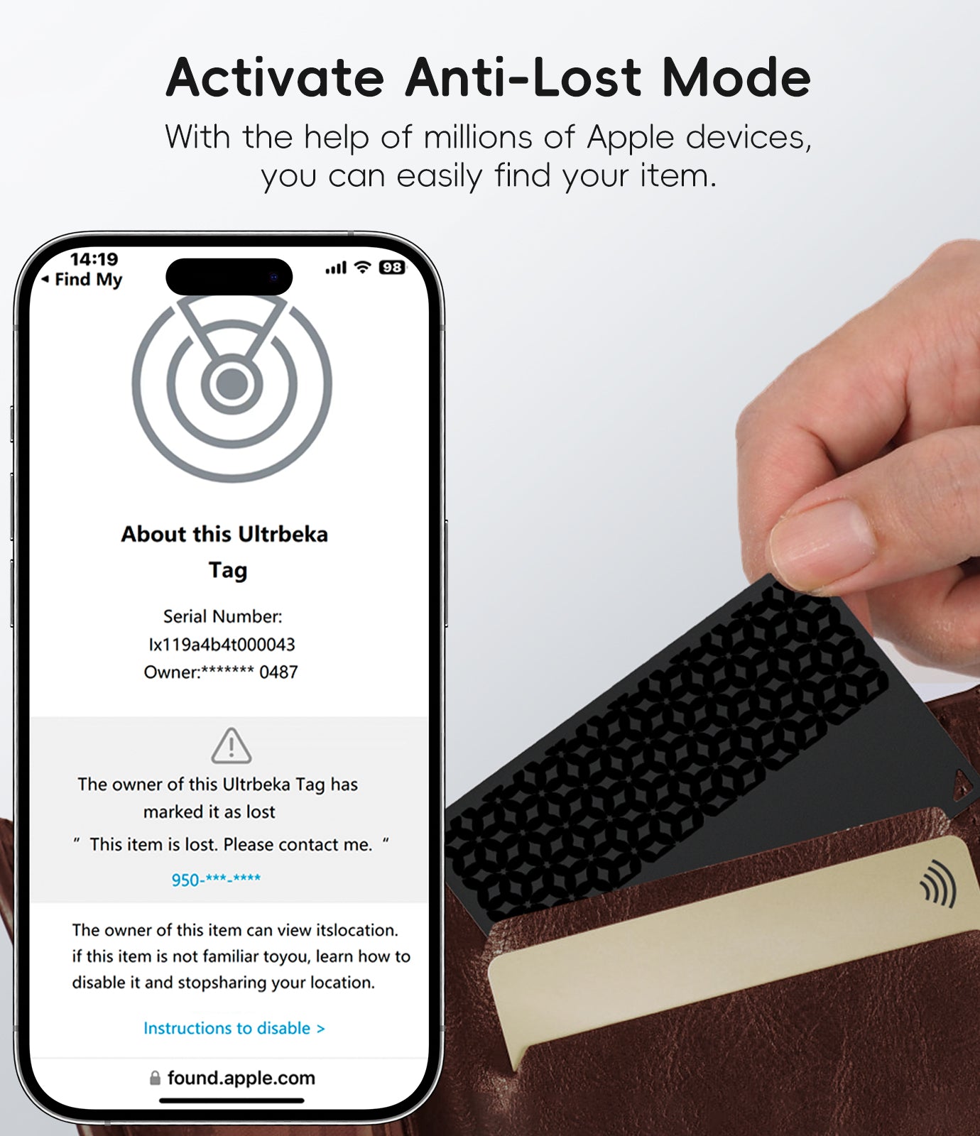 Ultrbeka AirTags Wallet Tracker Card (iOS Only)